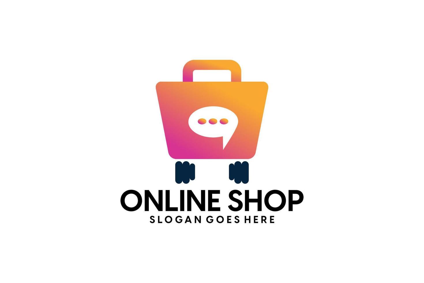 Abstract modern ecommerce logo design colorful gradient shopping bag logo template vector