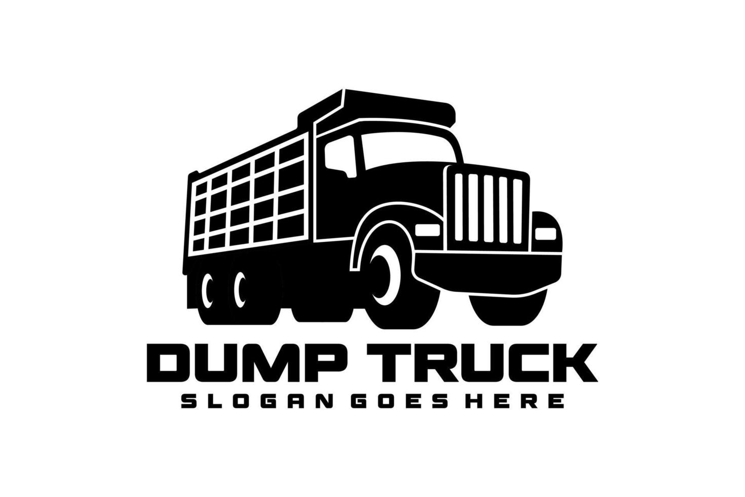 Dump truck, Tipper truck silhouette vector black and white isolated