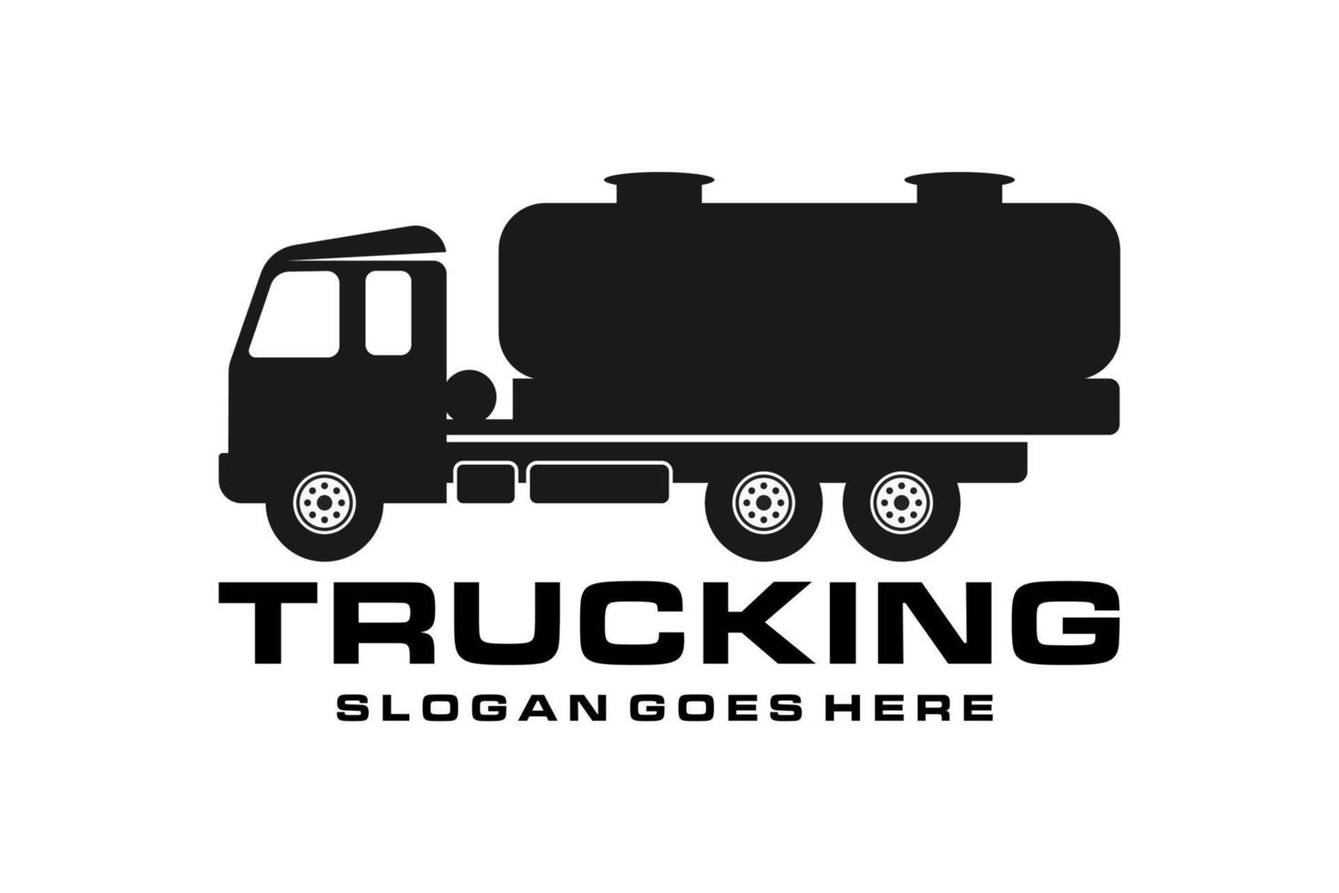 petrolero camión logo vector en emblema estilo, combustible tanque camión industrial vehículo pesado equipo silueta ilustración