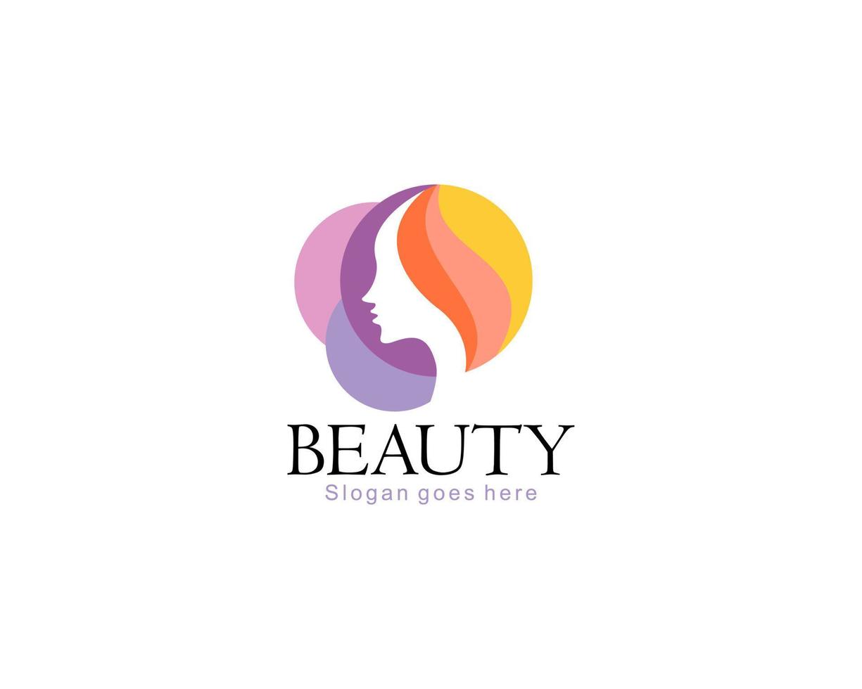Natural beautiful woman logo design template vector