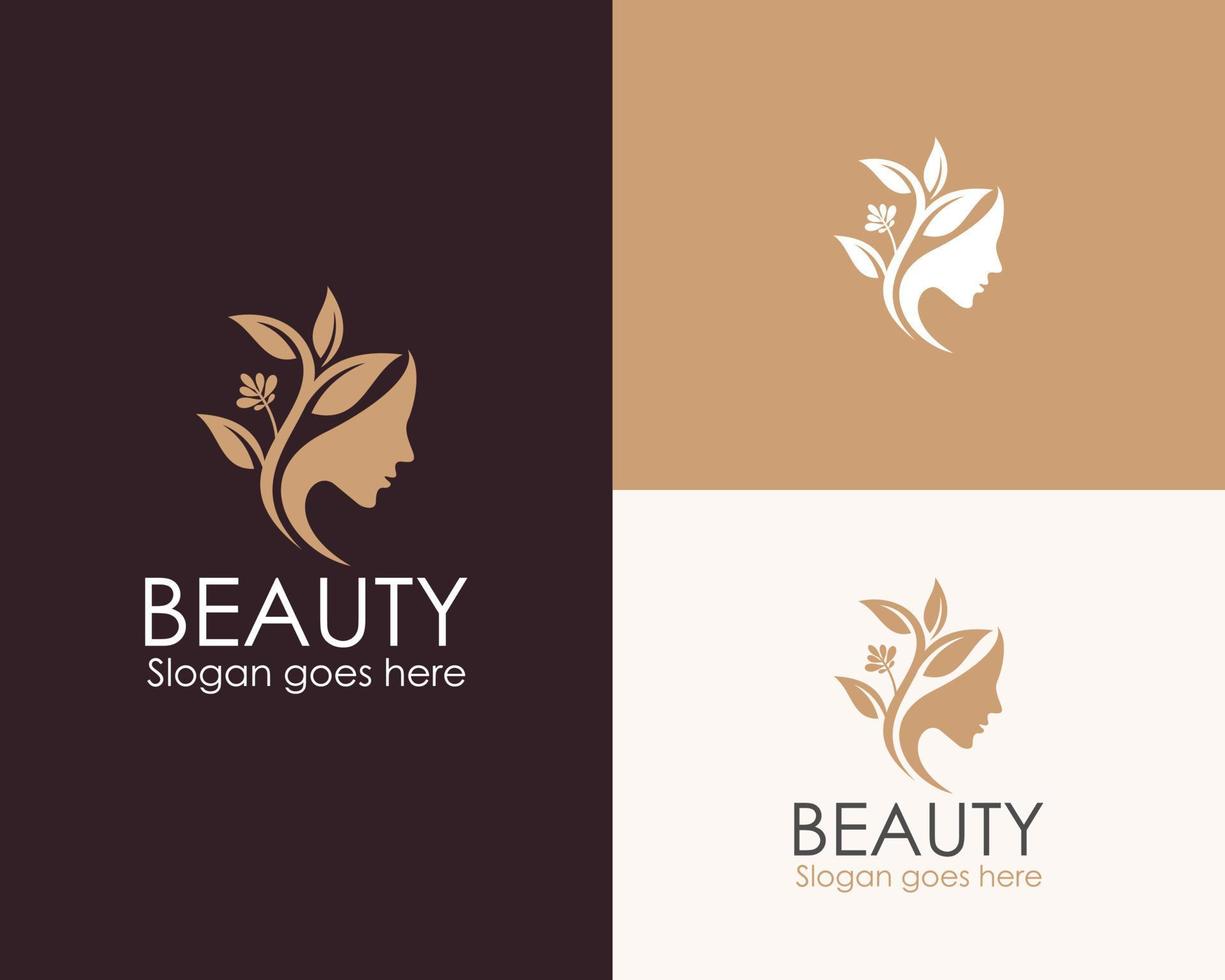 lujo belleza logo vector con hoja