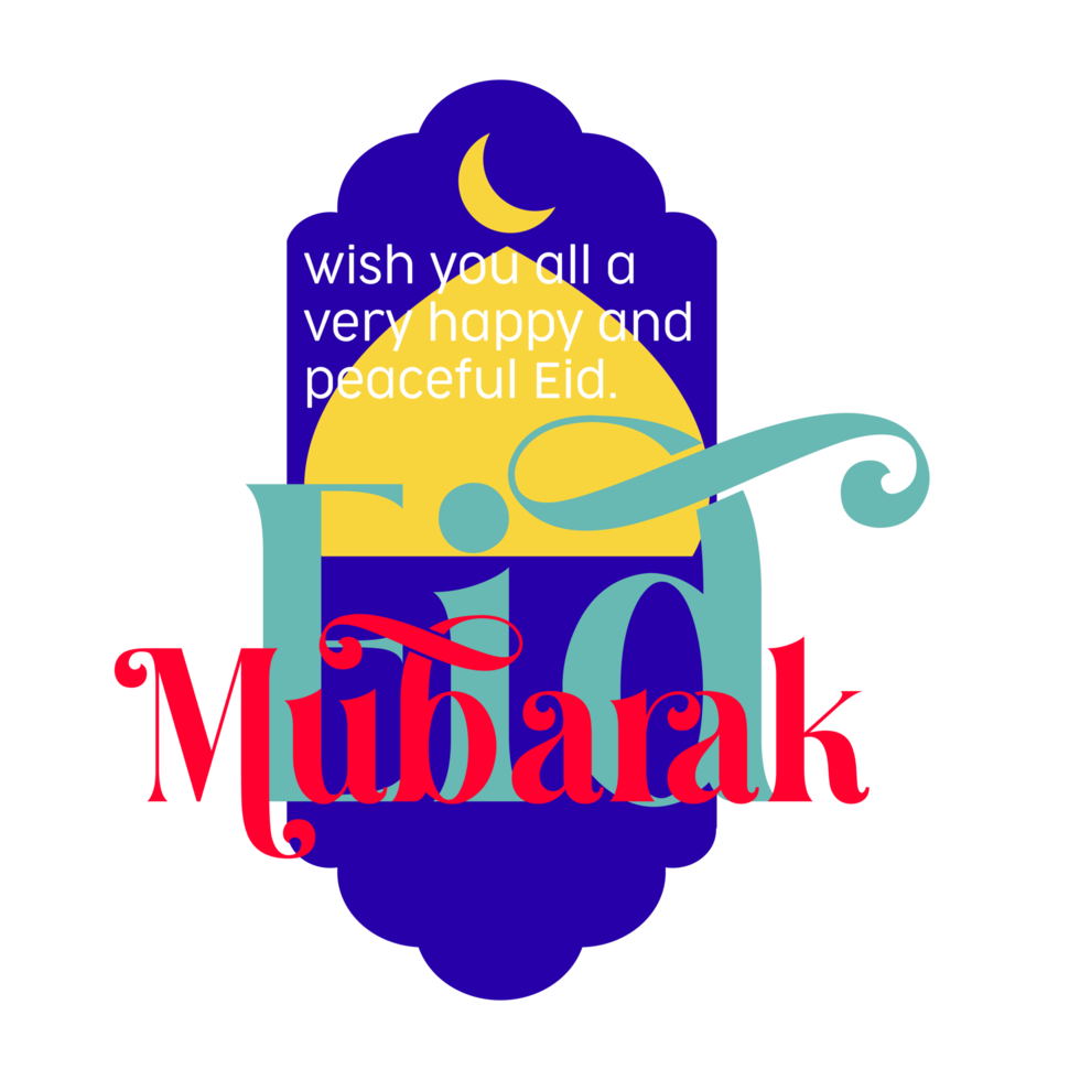 Eid Mubarak Design Concept on a Transparent Background png