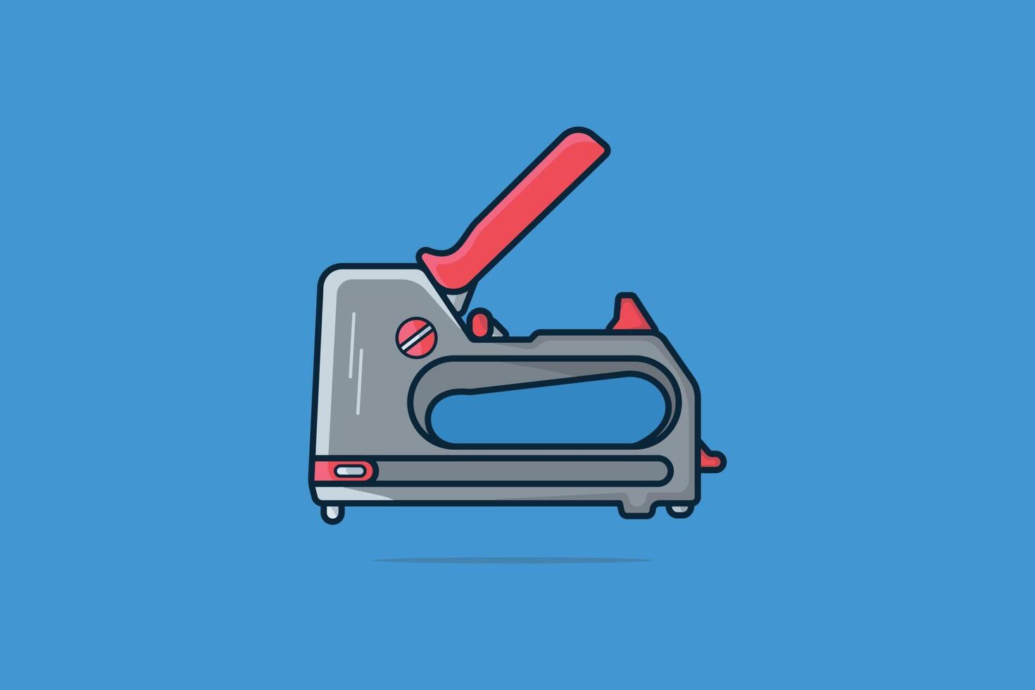 vistoso grapa pistola vector ilustración. construcción trabajando elemento icono concepto. engrapadora pistola para construir y reparar, engrapadora firmar vector diseño con sombra en oscuro azul antecedentes.