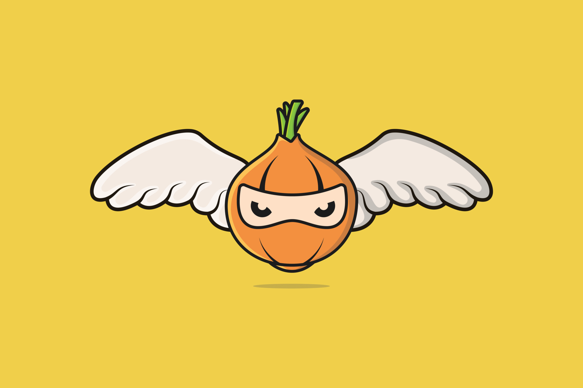 Onion Ninja with Bird Wings vector illustration. Food nature icon