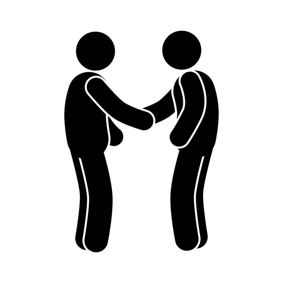 silhouette of people shaking hands and hugging, friendship vector