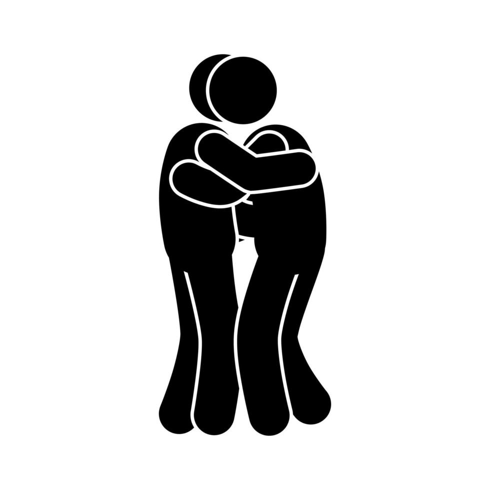 silhouette of people shaking hands and hugging, friendship vector
