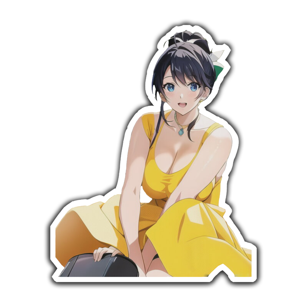 Anime Cute Girl in Yellow Dress png