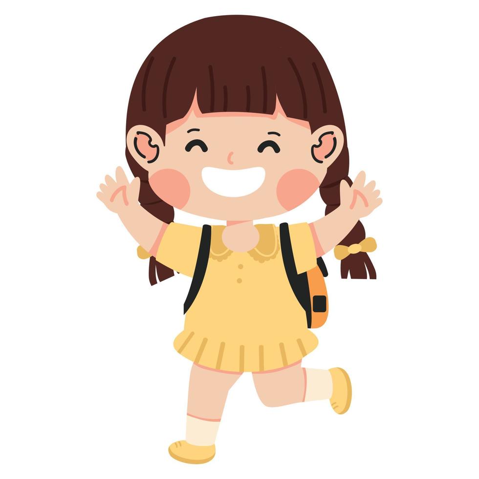 Kid girl happy with a backpack vector
