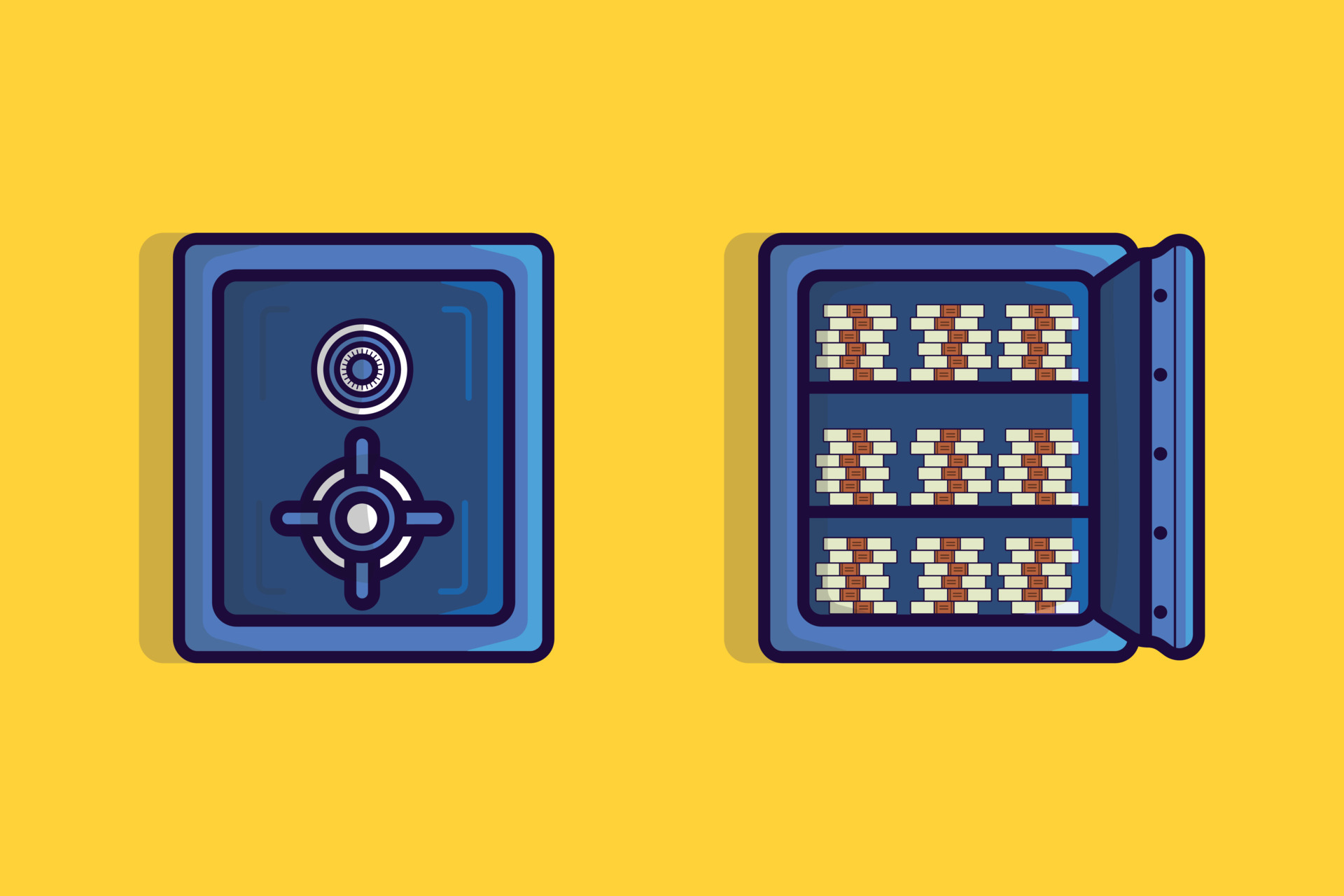 Bank Safe Deposit Closed Box vector illustration. Business finance