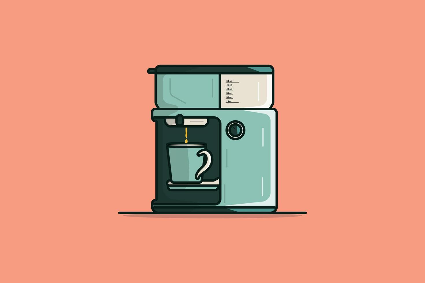 Electric Coffee Maker or Machine vector illustration. Home and Restaurant interior equipment icon concept. Coffee maker with cup vector design with shadow isolated on pink background.