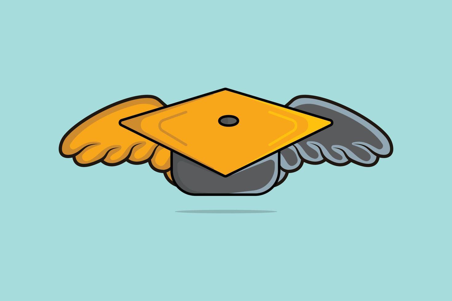 Flying Graduation Cap with Wings vector illustration. Education object icon concept. Scholarship logo concept vector design. Graduate cap and wings symbol of education or knowledge logo design.