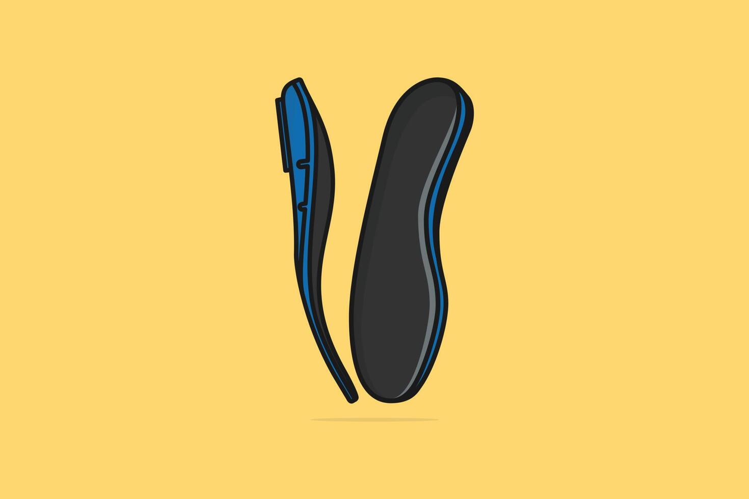 cómodo ortesis zapato plantilla par, arco apoyos vector ilustración. Moda objeto icono concepto. frente y lado ver de plantillas para un cómodo y sano caminar vector diseño con sombra.