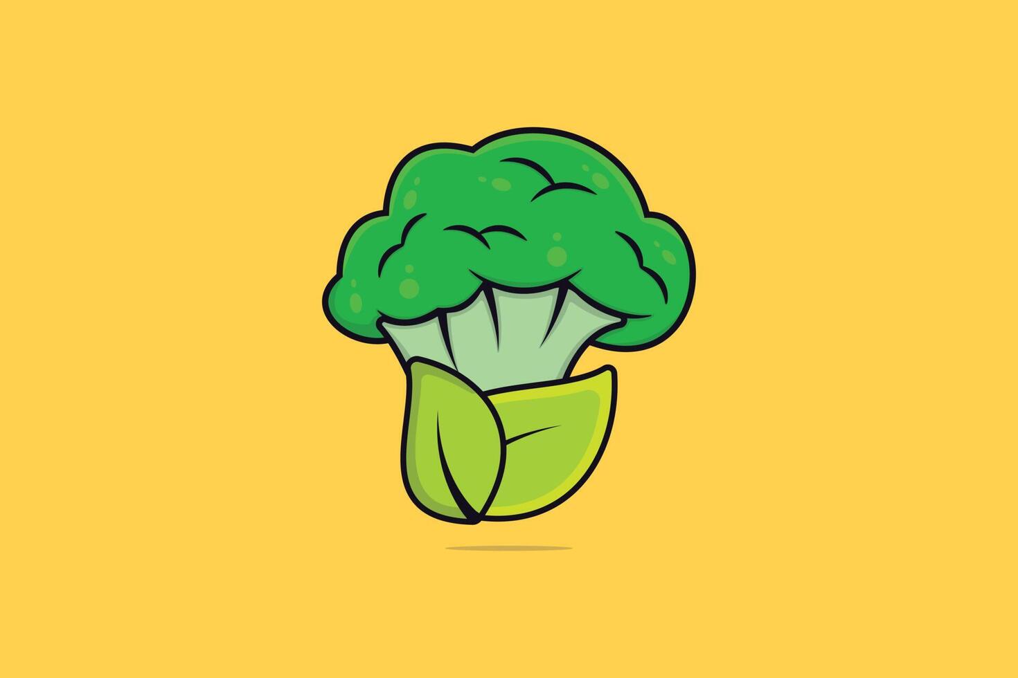 Fresh Broccoli with Green Leaves vector illustration. Food nature icon concept. Garden fresh vegetable food broccoli and leaves vector design. Branch of broccoli cabbage with leaves icon logo.