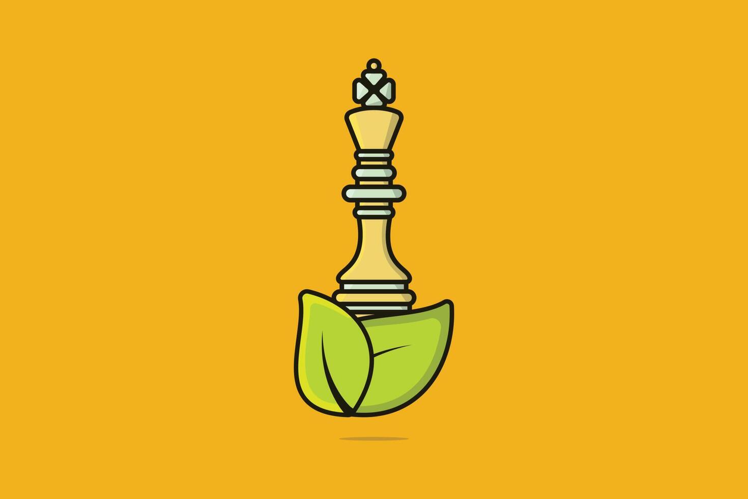 empeñar ajedrez con verde hojas vector ilustración. deporte tablero juego objeto icono concepto. verde hoja y ajedrez icono logo.