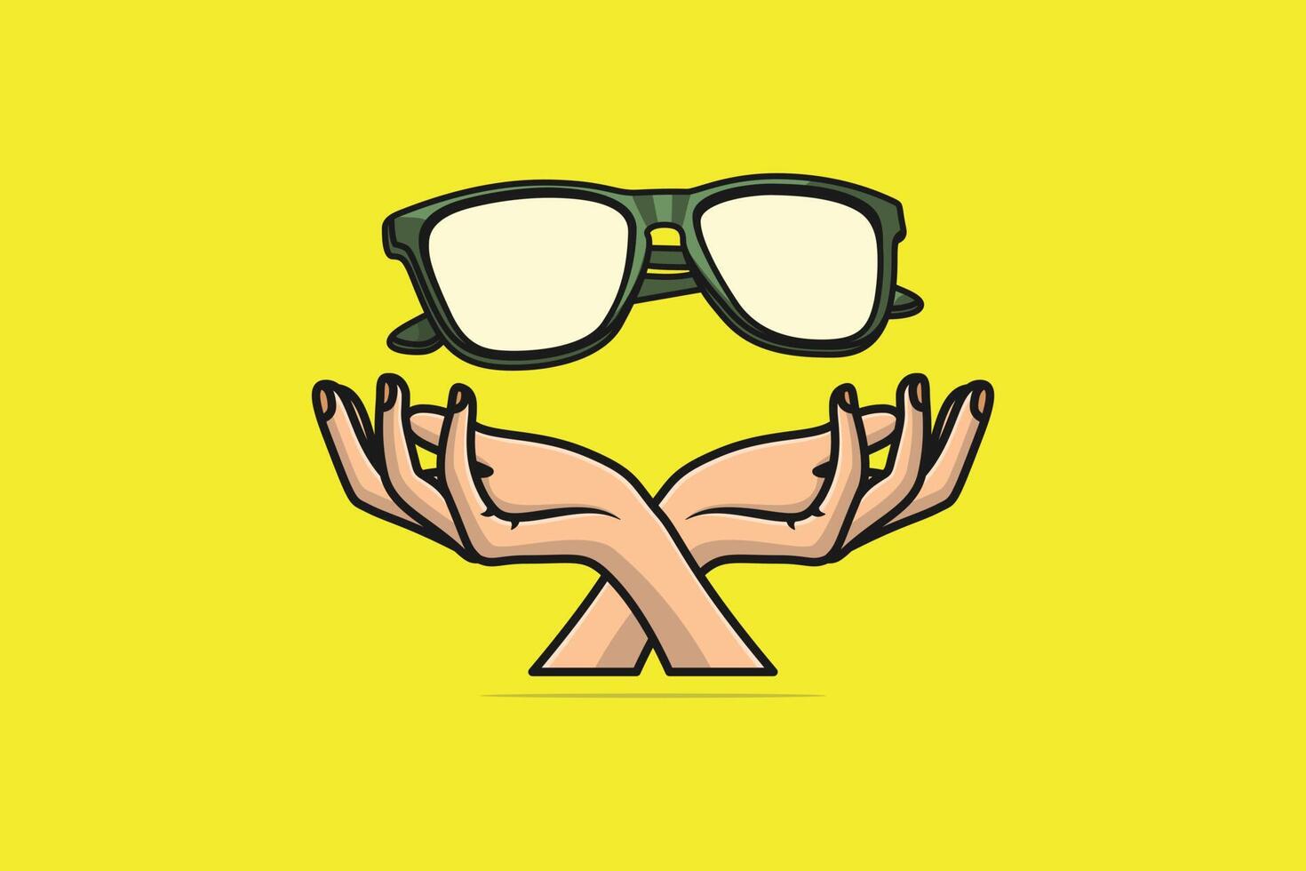 Summer Sun Glasses with Hands vector illustration. Summer fashion object icon concept. Summer fashion glasses on hands vector design.