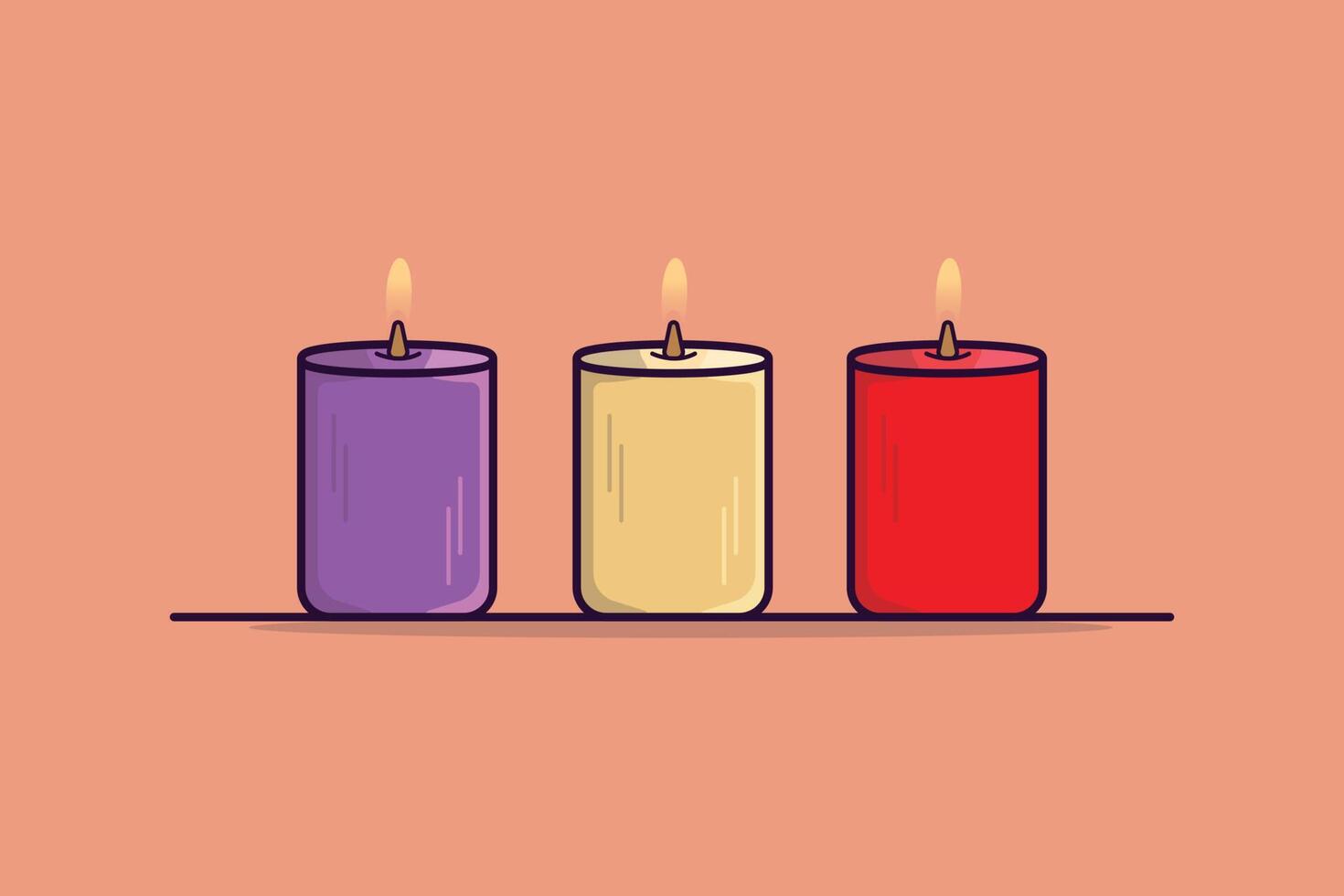 Set of Burning Candles vector illustration. Spa and beauty fashion object icon concept. Collection of swirl candles for events, celebration, holidays, romantic date and decoration vector design.