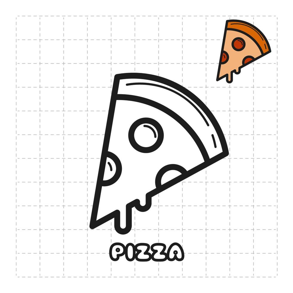 Children Coloring Book Object. Food Series - Pizza vector
