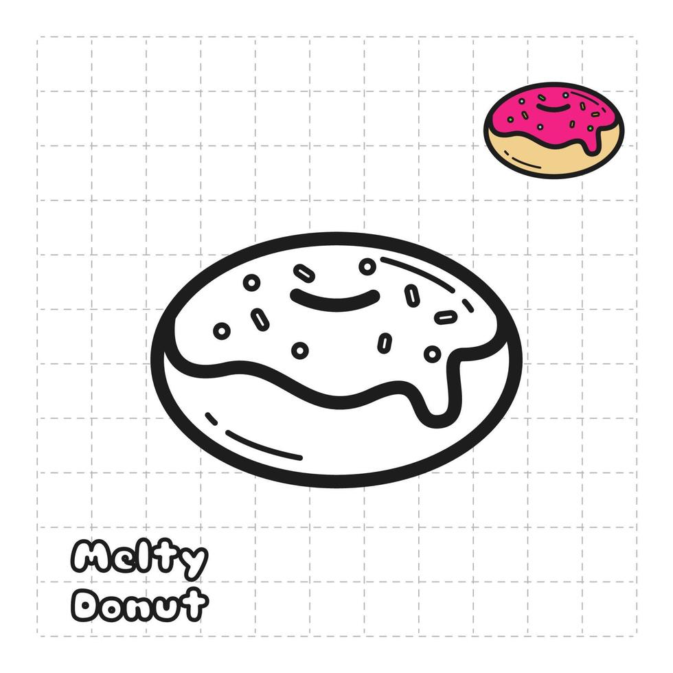 Children Coloring Book Object. Food Series - Strawberry Donut vector