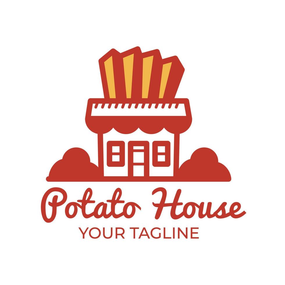 combinación forma de francés papas fritas y casa. adecuado para restaurante y culinario logo. vector