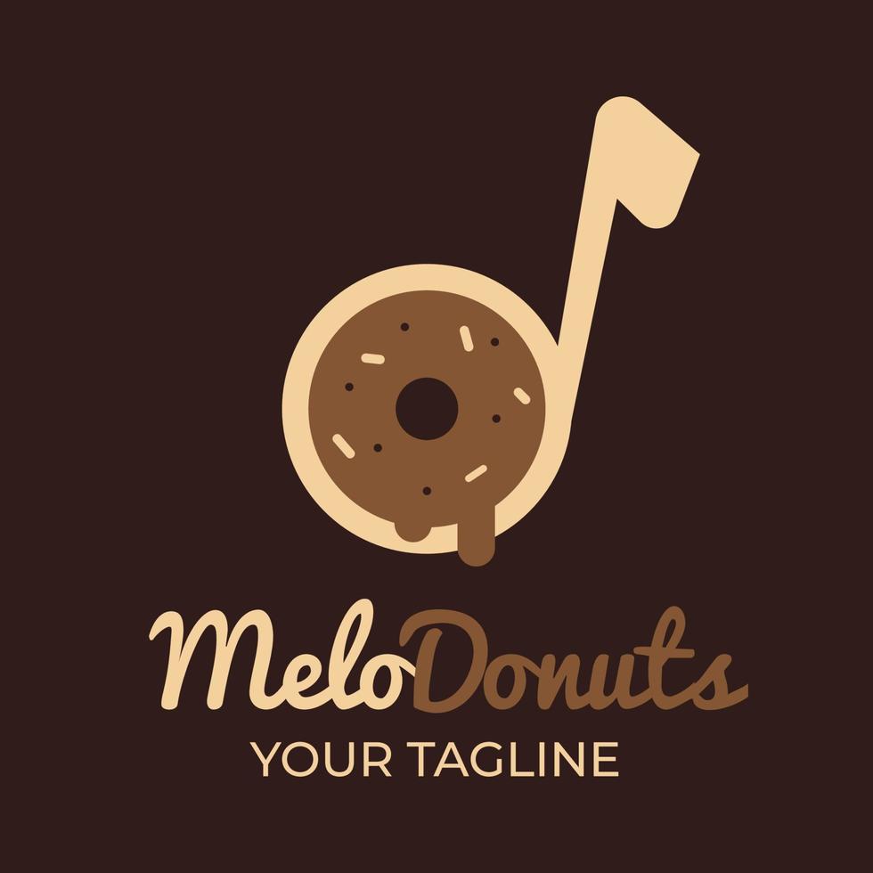 Melody Donuts. Combination shape of donut and melody music symbol. Suitable for restaurant, culinary and Cafe logo inspiration. vector