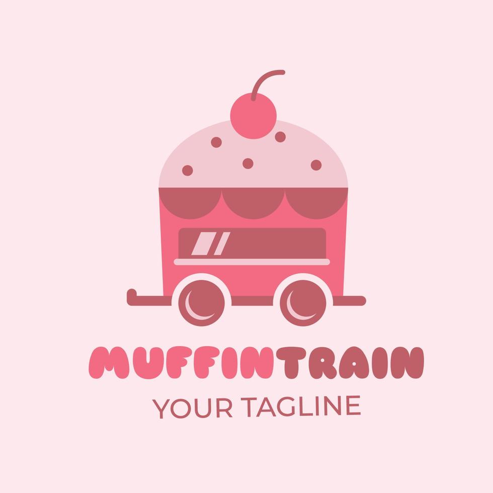 Muffin Train. Combination shape of muffin and truck. Suitable for cake store logo inspiration. vector