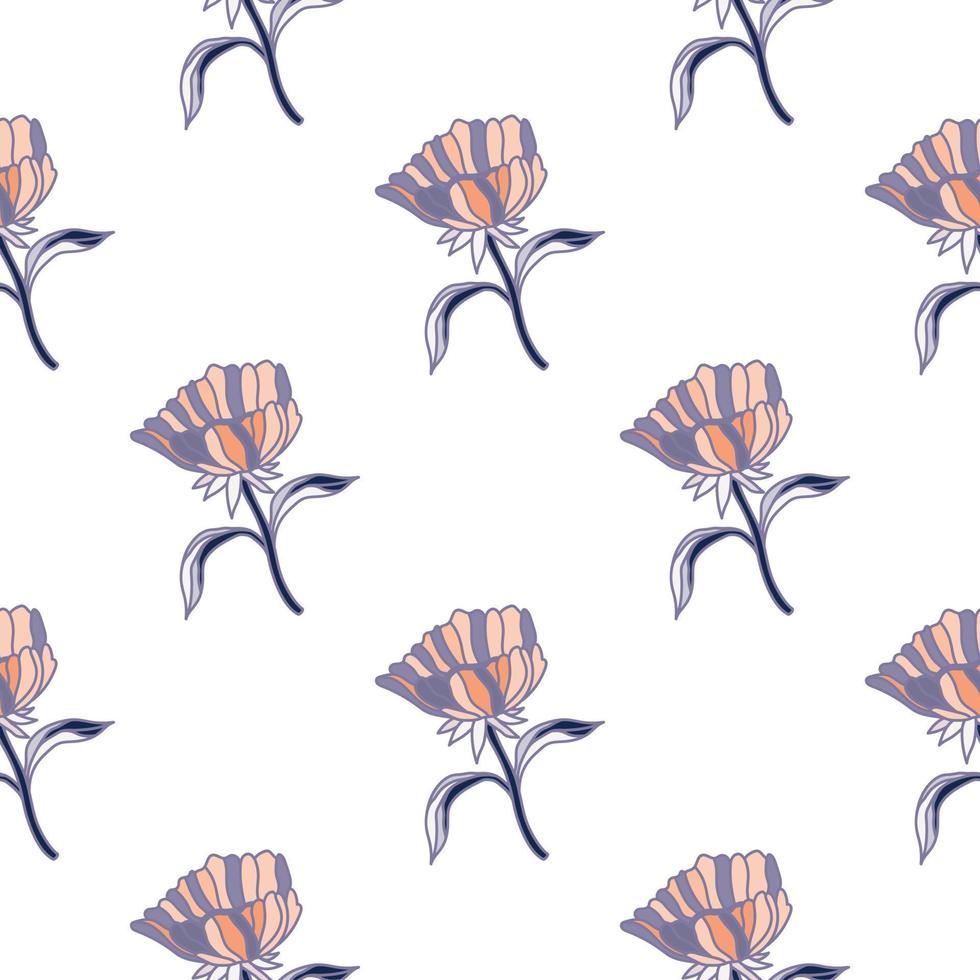 Seamless pattern with hand drawn flowers and leaves. Abstract floral wallpaper. vector