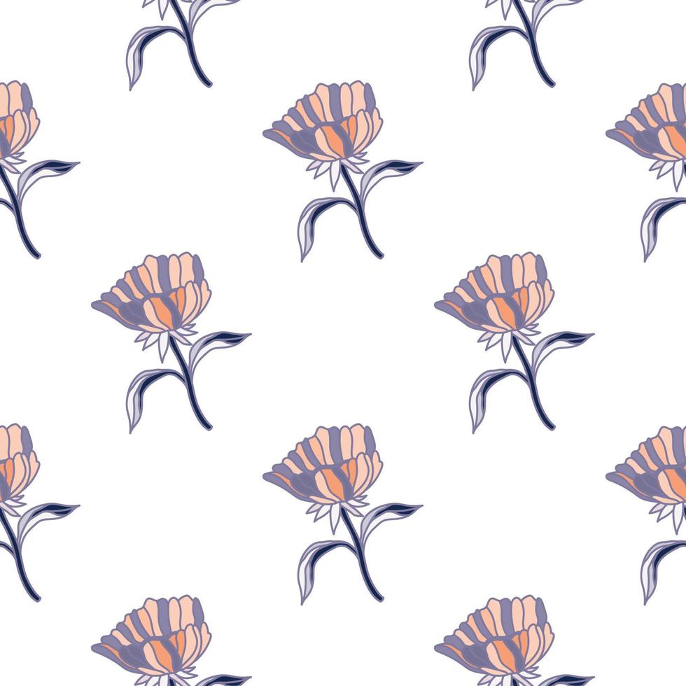 Seamless pattern with hand drawn flowers and leaves. Abstract floral wallpaper. vector