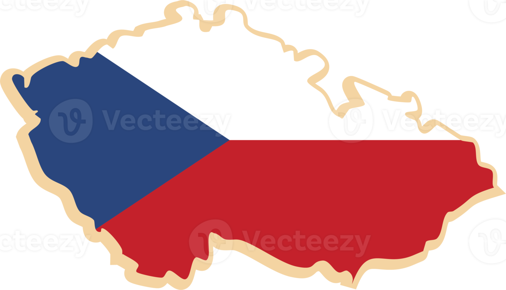 Czech republic map with national flag sticker. png