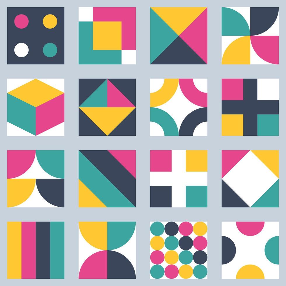 Colorful Bauhaus elements. Modern geometric shapes in abstract and minimal style vector