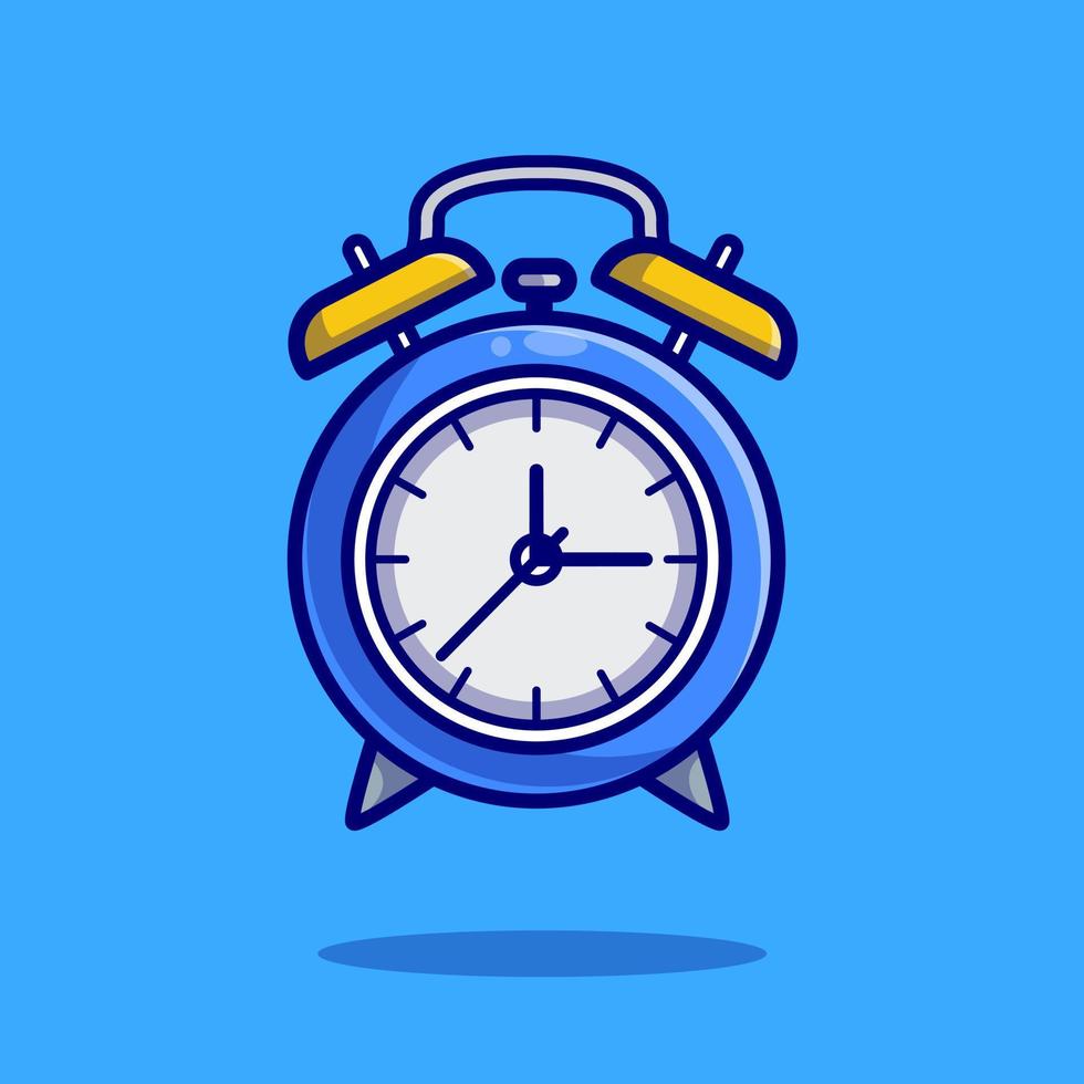 Alarm Clock Cartoon Vector Icon Illustration. Clock Object Icon Concept Isolated Premium Vector. Flat Cartoon Style