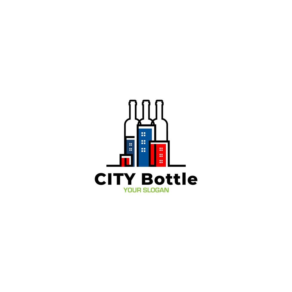 City Bottle Logo Design Vector