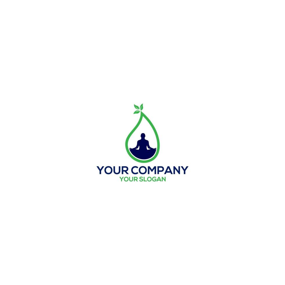 Water Nature Yoga Logo Design Vector