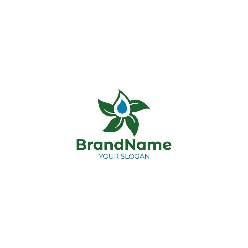 Water Leaf Flower Logo Design Vector