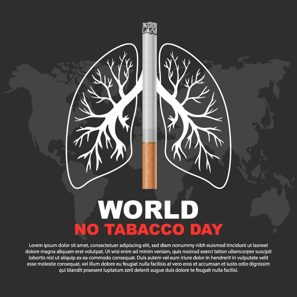 No de fumar No tabaco día prohibido prohibido detener símbolo mundo mapa social medios de comunicación modelo diseño vector