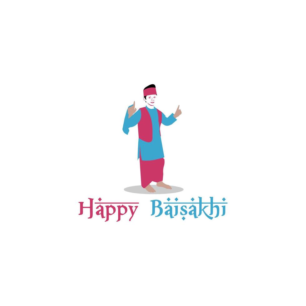 costume child happy baisakhi cartoon illustration vector