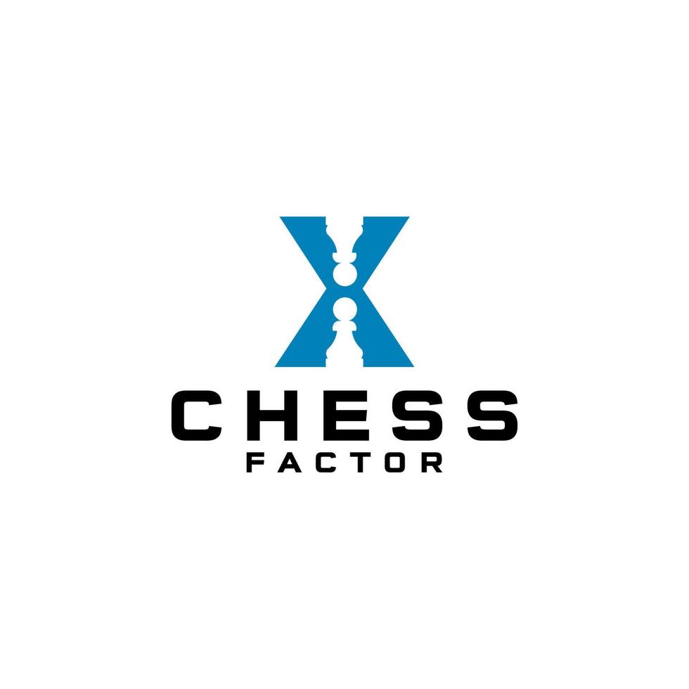 X Chess Factor Logo Design Vector