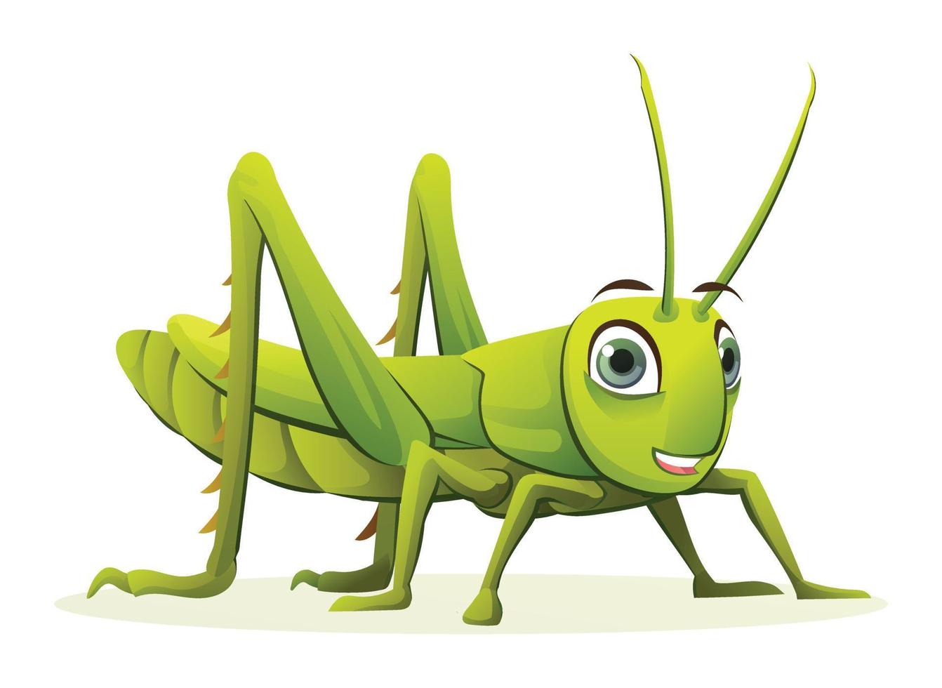 Cute grasshopper cartoon illustration. Green locust isolated on white background vector