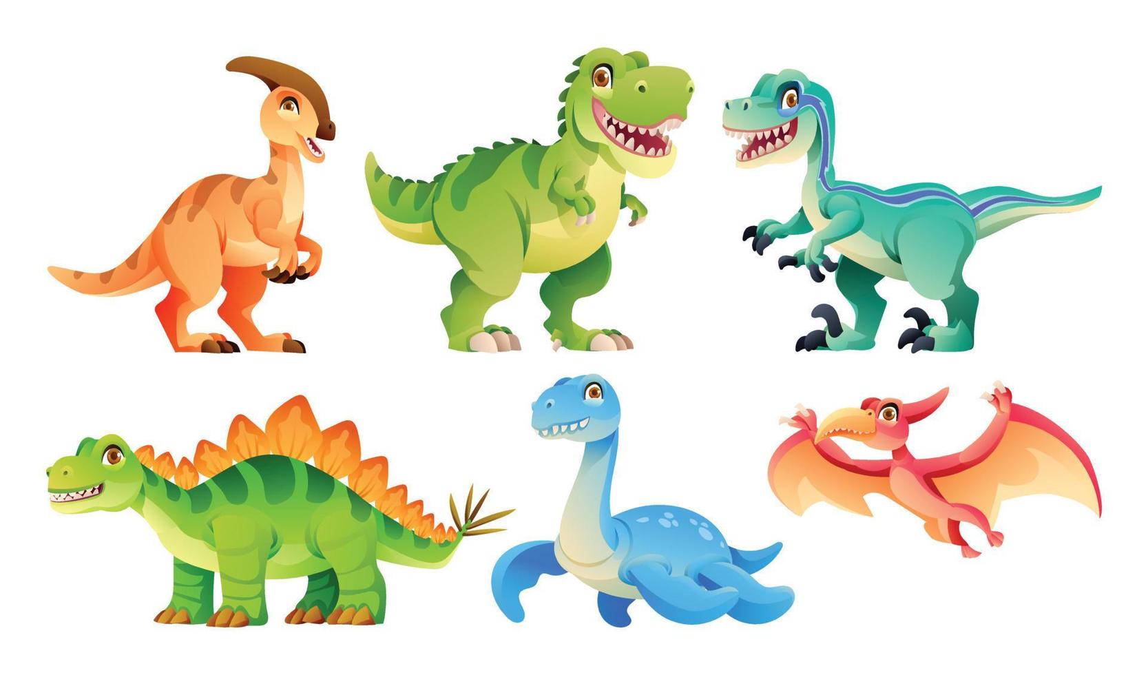 conjunto de linda dinosaurio caracteres vector dibujos animados ilustración