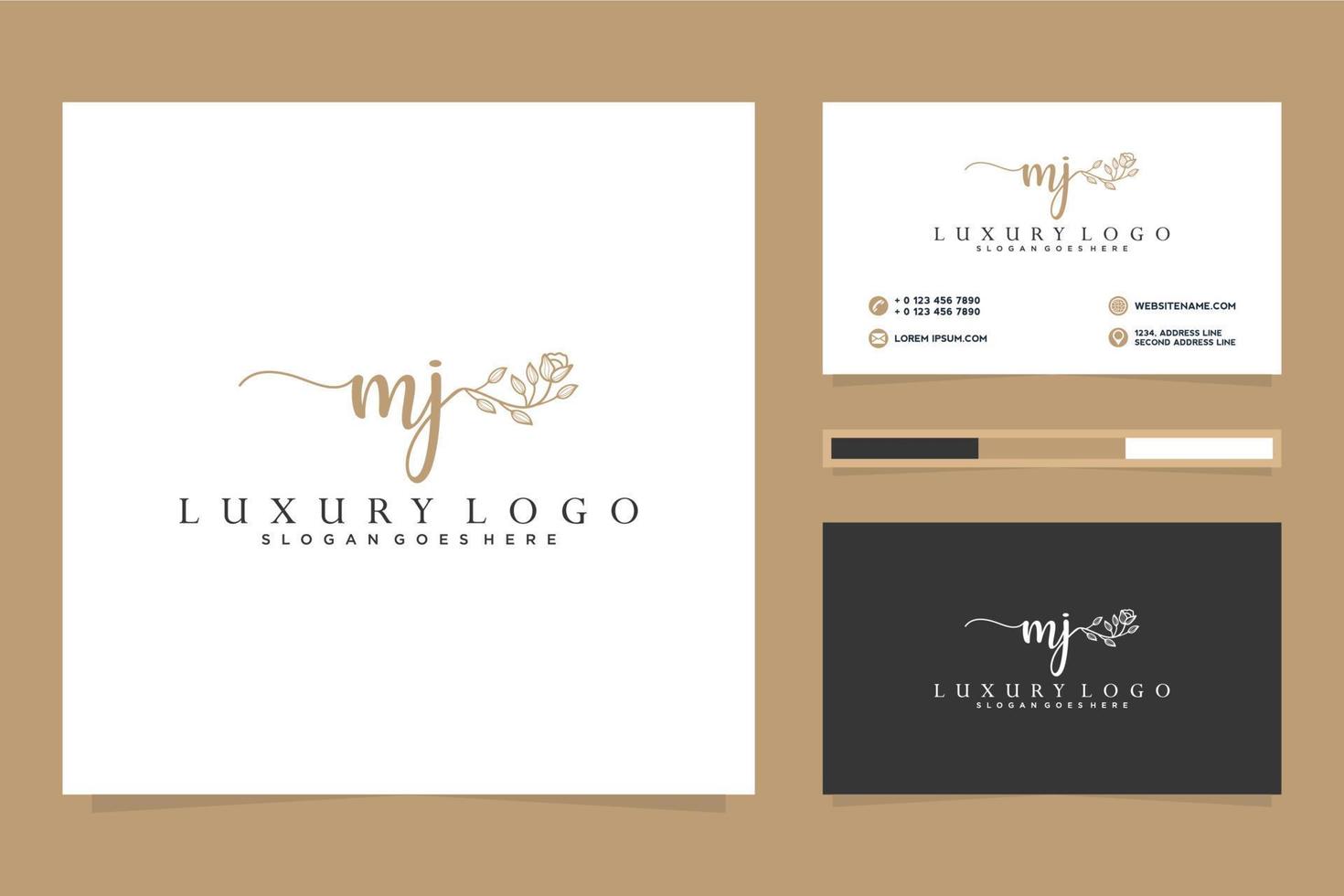 Initial MJ Feminine logo collections and business card template Premium Vector