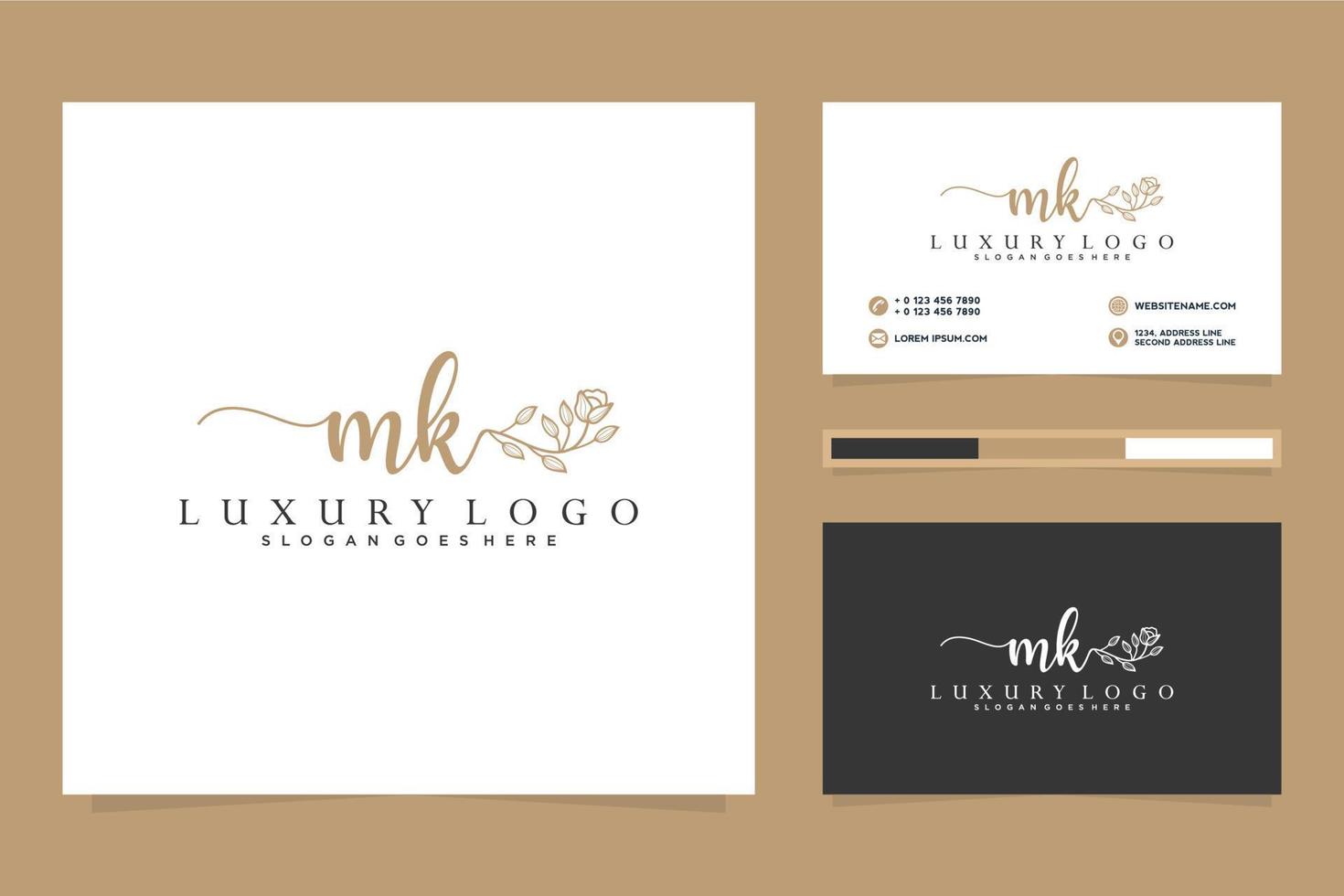 Initial MK Feminine logo collections and business card template Premium Vector