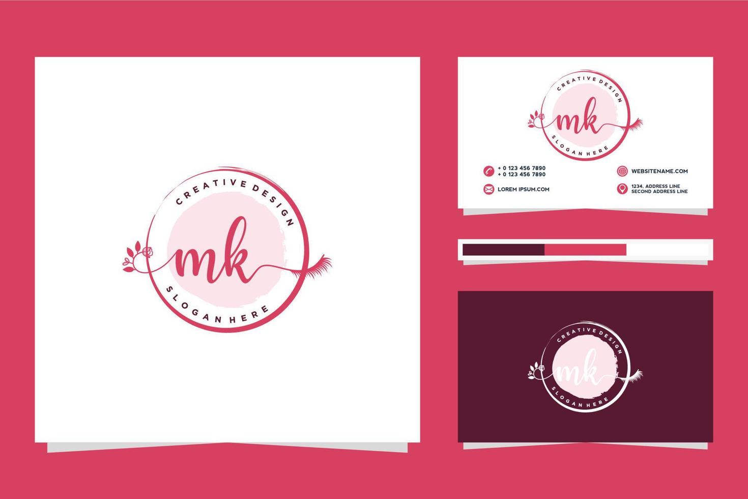 inicial mk femenino logo colecciones y negocio tarjeta modelo prima vector