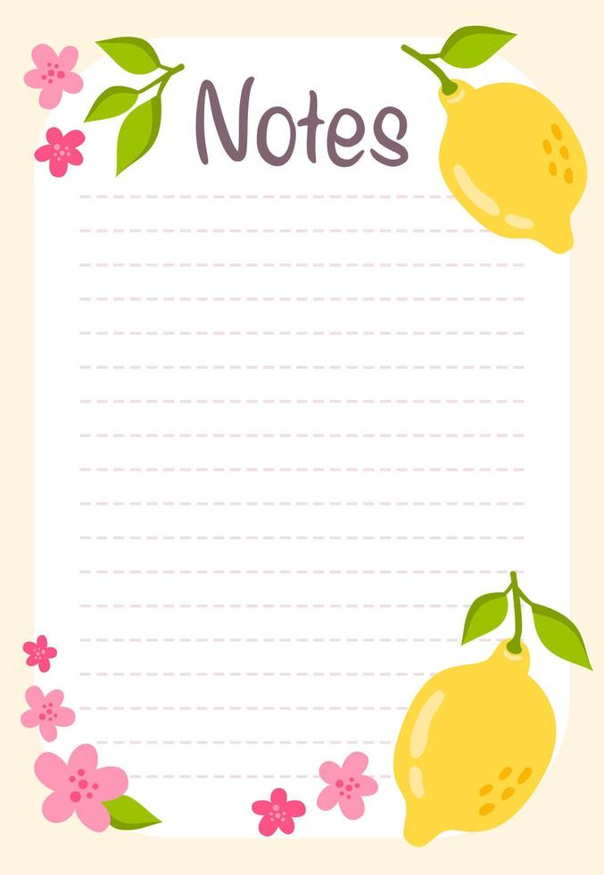 Daily planner, notes list decorated with pears and trendy lettering. Vector illustration