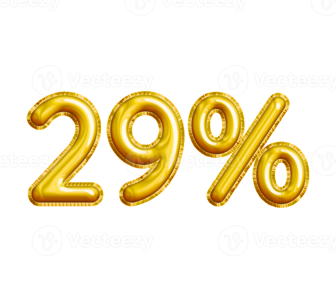 29 or Twenty-nine Percent 3D Gold Balloon. You can use this asset for your content Marketing like as Promotion, Advertisement, Ads,  Banner, Flyer, Discount Card and anymore. png