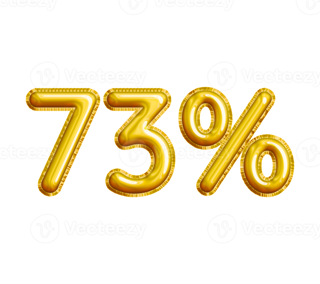 73 or Seventy-three Percent 3D Gold Balloon. You can use this asset for your content Marketing like as Promotion, Advertisement, Ads,  Banner, Flyer, Discount Card and anymore. png