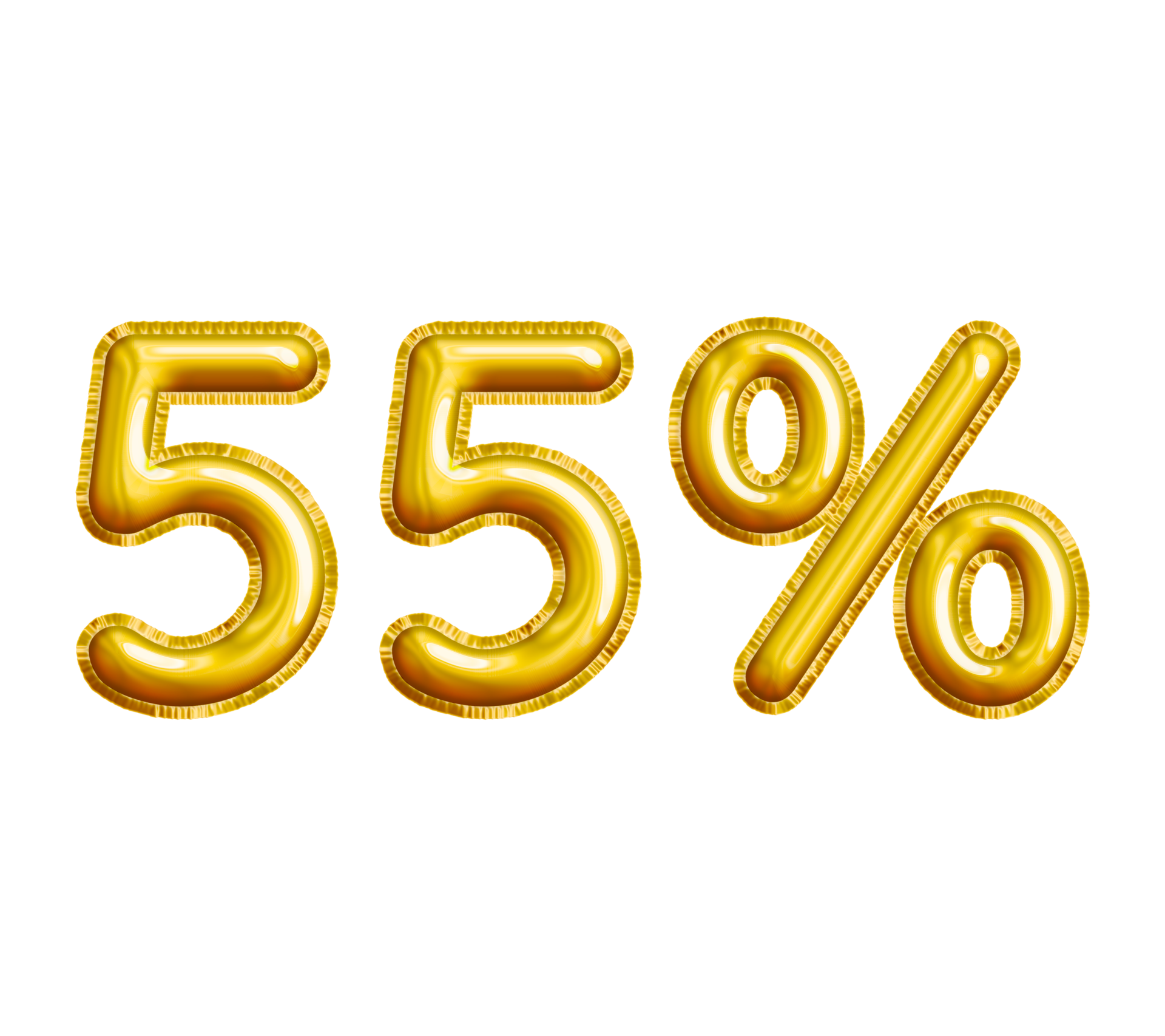 55 or Fifty-five Percent 3D Gold Balloon. You can use this asset for