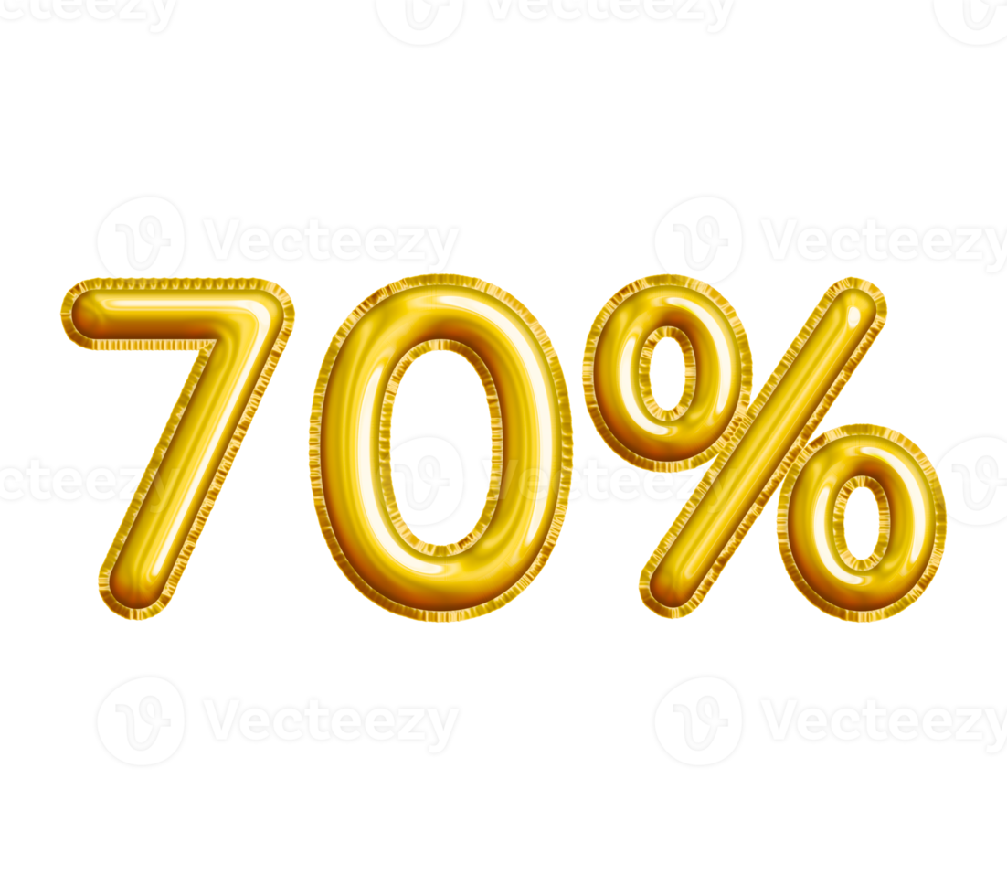 70 or Seventy Percent 3D Gold Balloon. You can use this asset for your content Marketing like as Promotion, Advertisement, Ads,  Banner, Flyer, Discount Card and anymore. png