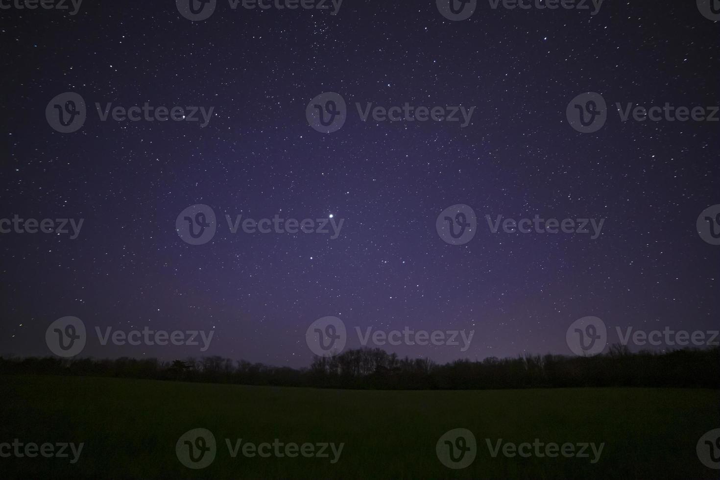 starry night sky above field and forest photo