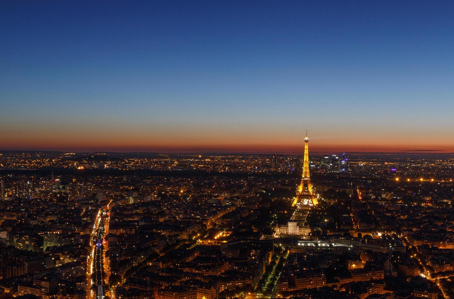 view on downtown of Paris at night, France photo