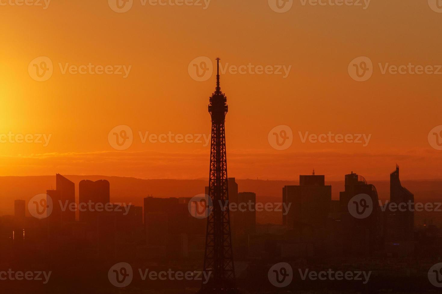 view on Eiffel tower in Paris at sunset photo