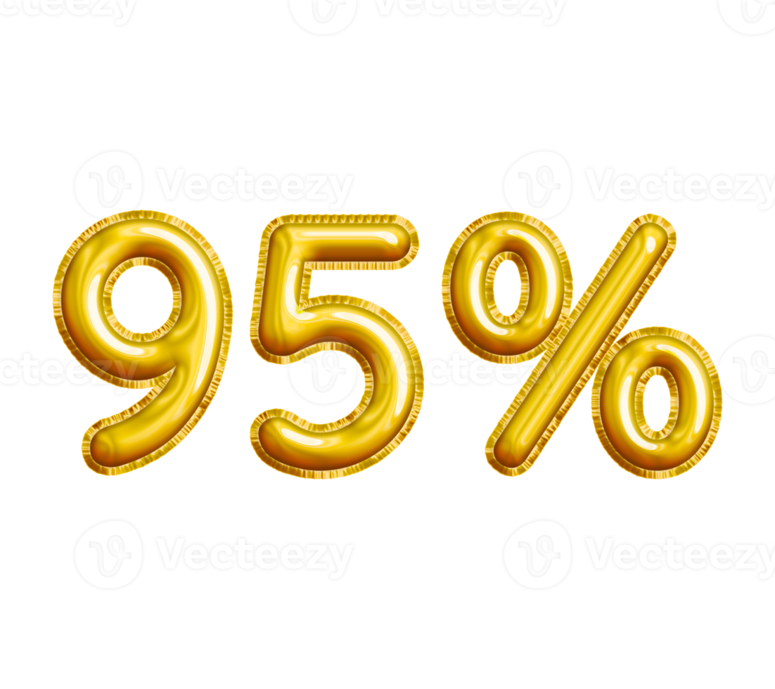 95 or Ninety-five Percent 3D Gold Balloon. You can use this asset for your content Marketing like as Promotion, Advertisement, Ads,  Banner, Flyer, Discount Card and anymore. png